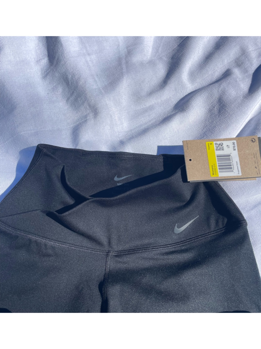 Nike Black Cross-Waist Leggings with mesh sides